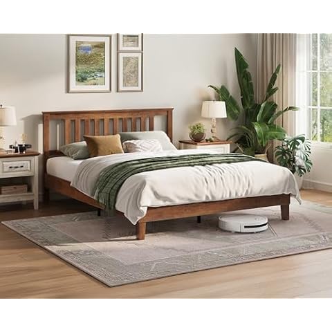 LINSY Queen Wood Bed Frame Cover