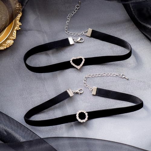 Black Choker Necklaces for Women 90s Red Black Velvet Choker Necklace Thick Thin Black Chocker Gold Tube Heart Circle Choker Necklace Lace Tatto Collar Necklace Goth Choker Jewelry3