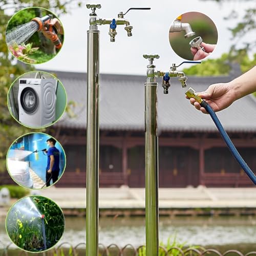 Columna De Agua De Jardín De Acero Inoxidable De 99 Cm (39") con Diseño Resistente A Las Heladas, Grifo Exterior para Patios, Jardines Y Terrazas: Solución De,One Color-150cm/59in