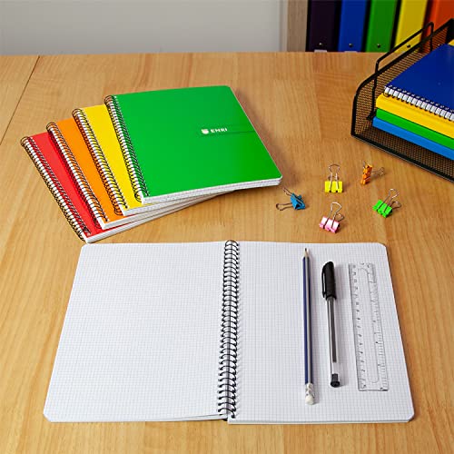 Enri A5+ Notebooks, 3x3 Squares, Soft Cover, 80 Sheets, Pack 5 Notebooks, Assorted Colours, 3x3 grid - Image 4