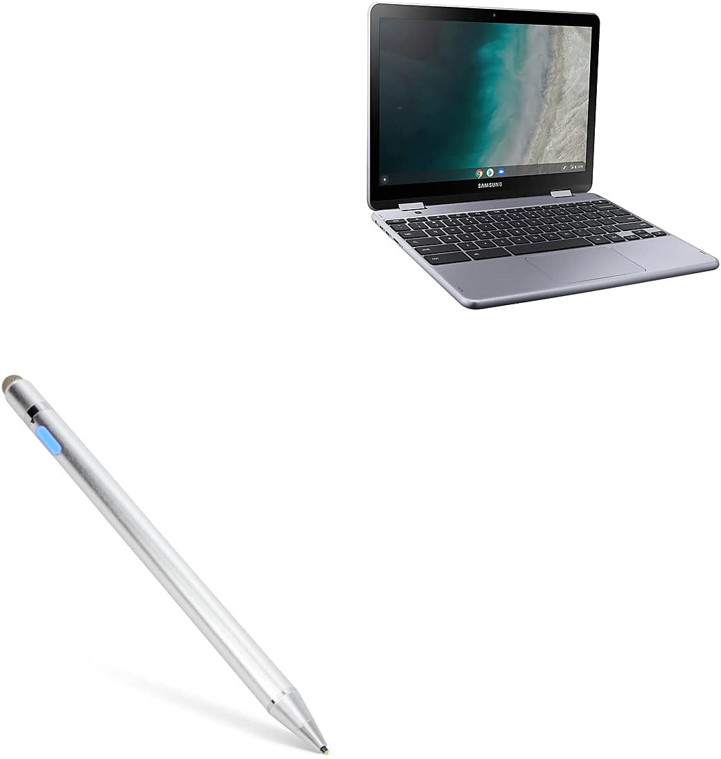 BoxWave Stylus Pen Compatible with Samsung Chromebook Plus V2 - AccuPoint Active Stylus, Electronic Stylus with Ultra Fine Tip - Metallic Silver