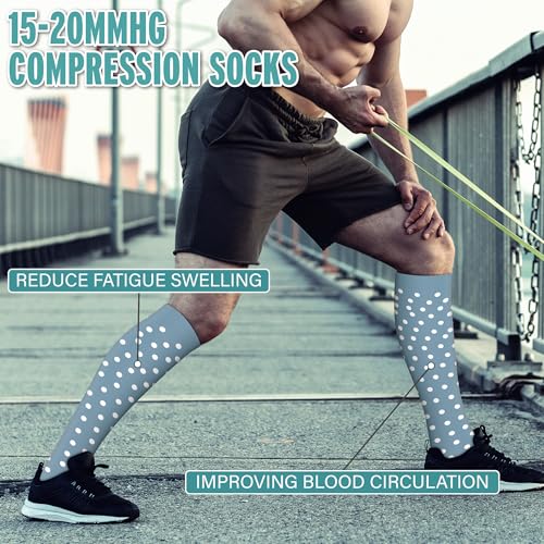 Image of 3 Pairs Compression Socks for Women & Men 15-20 mmHg- Best Support for Nurses, Running, Hiking, Recovery & Flight Socks