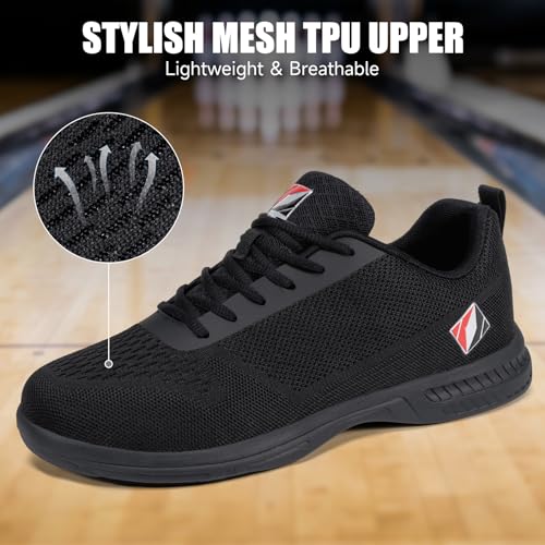 Men's Bowling Shoes Universal Sliding Sole Left or Right Handed Great for Bowling Practice and League Games(Men 7.5,Black) by FENLERN - Image 6