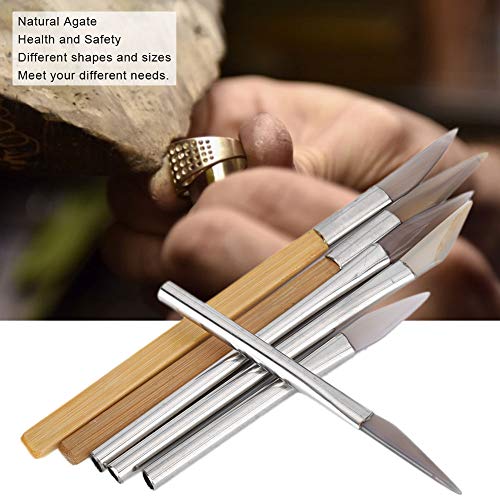 Miniatura 2 de Cuchillo De Ágata, Bruñidor De Pulido De Ágata, Juego De Bruñidor De Ágata Con Filo De Cuchillo, Herramientas De Pulido Artesanales, Tallado De Metales Preciosos Con Bambú