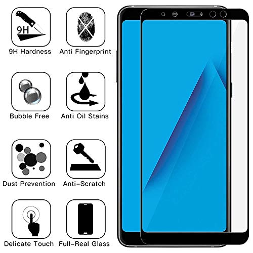 Image of Screen Protector for Samsung Galaxy A8 Plus (2018) (Black) Tempered Glass Edge-to-Edge 6D Screen Guard With Installation Kit