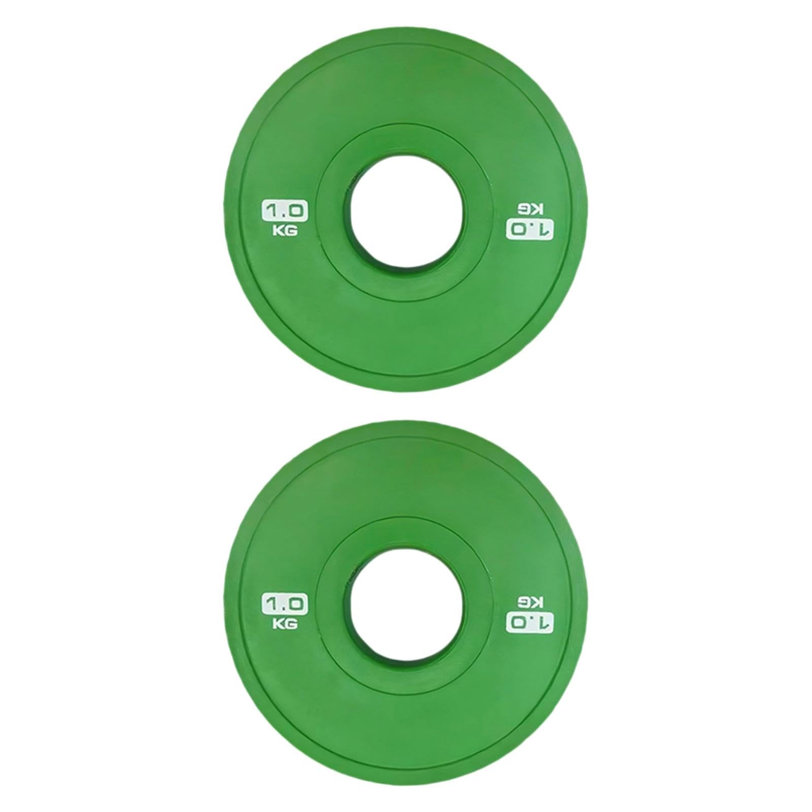 2 Discos de Pesas para Barra de 5 Cm, Multifuncionales, para Gimnasio en Casa, 1 Kg, Color Verde.