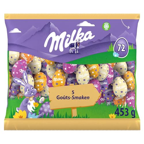 Milka - Assortiment de Petits Œufs de Pâques en Chocolat - Mix de 5 Goûts - Lait, Lait Praliné, Blanc Praliné, Biscuit, Chocolat Blanc - Chocolat à...