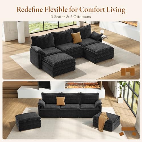 Image of Vesgantti 108 inch U Shaped Sectional Modular Couch, Comfy Cloud Sofa, Grey