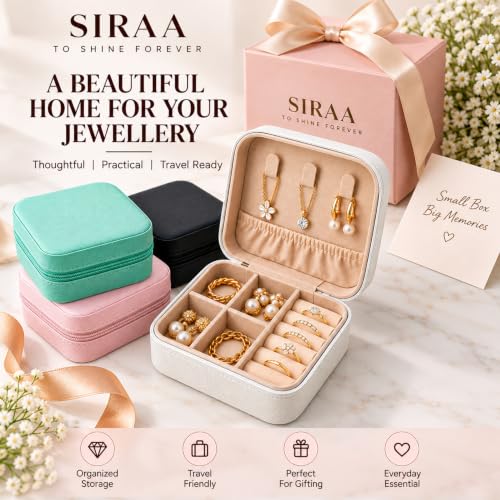Image of Travel Jewellery Organizer Box for Women & Girls | Compact Jewellery Storage Case with Compartments for Rings, Earrings, Necklace & Accessories | Portable Jewellery Box for Travel (Blue)