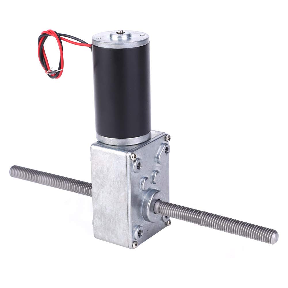 12V Getriebemotor mit hohem Drehmoment, M8 Doppelwellen Schneckengetriebemotor, doppelter rechter Untersetzungsmotor, zwei gerade Zähne(Reduction Ratio 670)