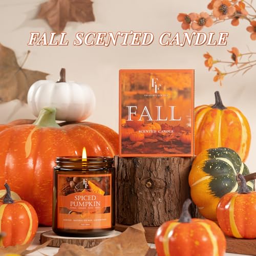Image of Fall Candle, Spiced Pumpkin Scented Candles for Home, Natural Soy Autumn Candle Aromatherapy Candle, 7 oz Jar Candles Fall Gifts for Women Men (Pack of 2)