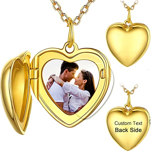 Sterling Silver Heart Locket Necklace For Women, Angel Wings Lockets Necklace For Women That Hold Pictures, Gold/Silver/Rose Gold Personalized Engrave Memorial Lockets For Kids Girl With Chain 12-22In #TOP24