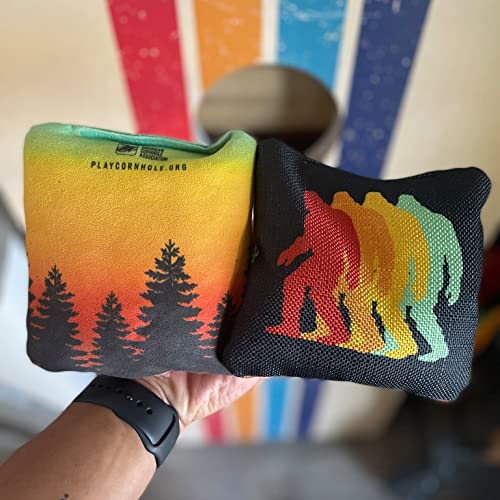 ACA Synergy Pro Professional Cornhole Bags Dual Sided Regulation 6x6 Set of 4 Retro Sasquatch Black - Thumbnail 6