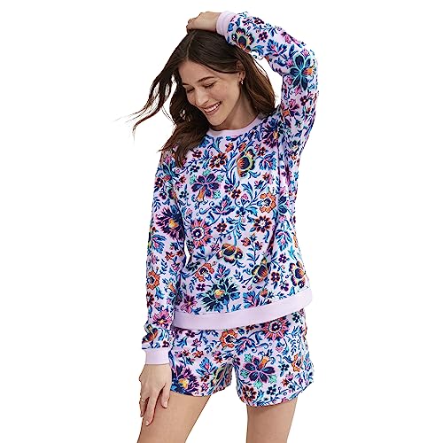 Vera Bradley Damen-Sweatshirt aus French-Terry-Flee, Cloud Vine Multi, XL