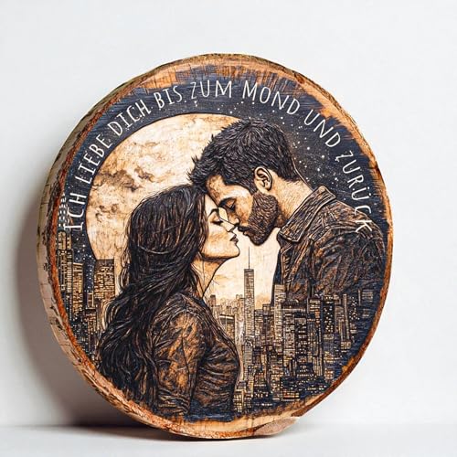 Baumscheibe mit Foto Gravur Geschenkidee Hochzeit Hochzeitstag für Mutter Papa und Paare, gedenktafel, Holzdeko und individuelle Geschenke, Holzscheibe Personalisiert (XL)