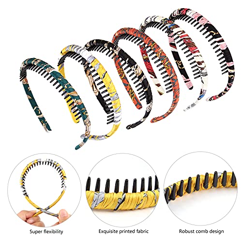 Amcami 6 Pieces Headbands For Women Non Slip Comb Headbands With Teeth Hair Bands Hoop Resin Thin Headbands For Women Makeup Headband For Washing Face Hair Accessories For Girls #TOP4