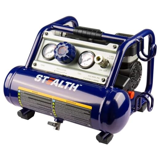 Stealth Ultra Quiet 1 Gallon ½ HP Max 125 PSI 0.8 CFM@90PSI Oil-Free Light Weight Portable Air Compressor Air Tools, SAUQ-1105