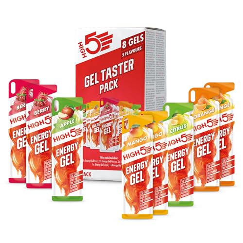 HIGH5 Energy Gel Pack - Running Gel for Quick Energy Release - Natural Fruit Juice & Caffeine-Free - On-the-Go Sports Nutrition for Runners Cyclists & Endurance Training (Assorted Flavours 8 x 40g)