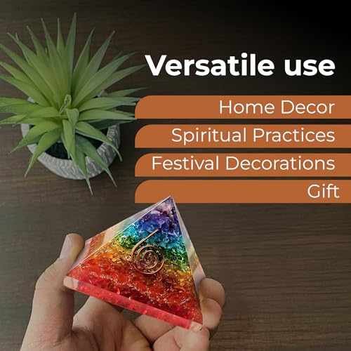 Image of Orgone Pyramid of Success - 7 Chakra Orgonite Pyramid for Healing, Meditation, Stress Relief, Positive Energy & Chakra Balancing