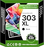 303XL 303 XL Nero Cartuccia Sostituzione per Cartucce HP 303 Nero per HP Envy Photo 6230 6232 6220 7134 7830 7130 7100 7800 6234 7120 7820 7155 Tango X (Nero, 1-Pack)