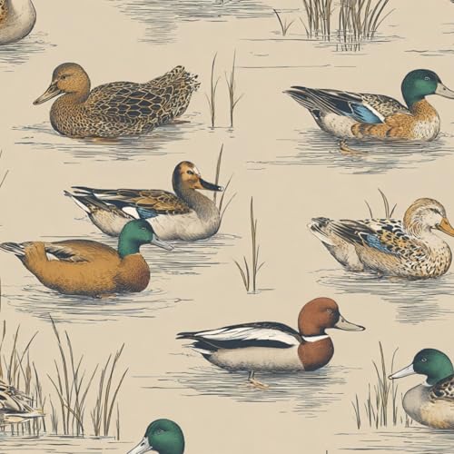 FUIENCFKE Papel tapiz autoadhesivo de 17.7 x 393.0 pulgadas, papel pintado vintage de pato colorido, hábitat natural, decoración de pared, papel de contacto extraíble para dormitorio, escritorio