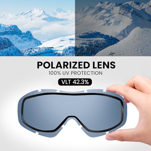 Image of OutdoorMaster OTG Ski Goggles - Over Glasses Ski /Snowboard Goggles for Men, Women & Youth - 100% UV Protection (Black Frame + VLT 42% Polarized Blue Lens)