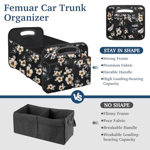 Image of Femuar Car Trunk Organizer, Car Storage Organizer with Large Capacity Waterproof Collapsible Trunk Organizer for Car Suv /Jeep /Sedan (Hibiscus flowers, Standard)