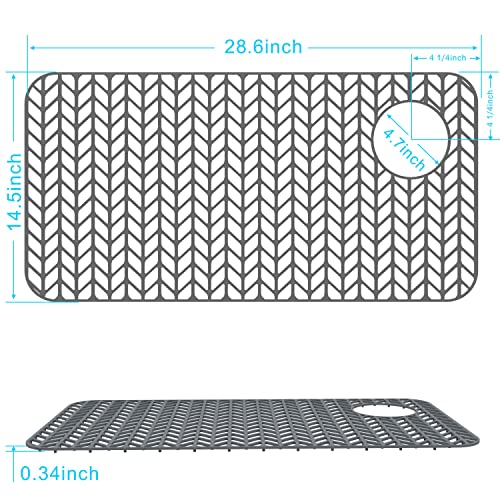 JIUBAR Sink protectors for kitchen sink |16"18"19"24"26"28"29"silicone sink mat| Silicone Kitchen Sink Mat Grid for Bottom of Farmhouse Stainless Steel Porcelain Sink(28.6"x 14.5"Gray)