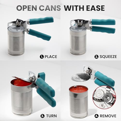 Image of Zulay Kitchen Manual Can Opener Heavy Duty Patented Stainless Steel, Jade
