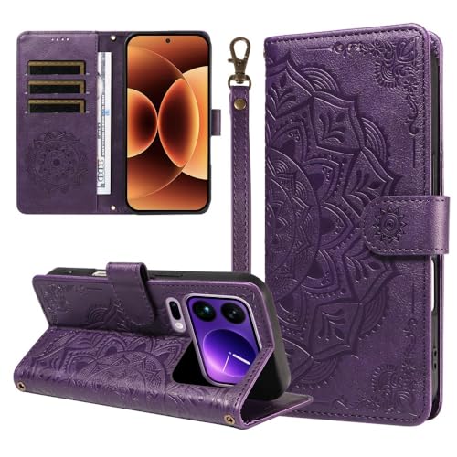 Étui portefeuille Xiaomi 17 Pro cuir violet avec rabat support vidéo intégré