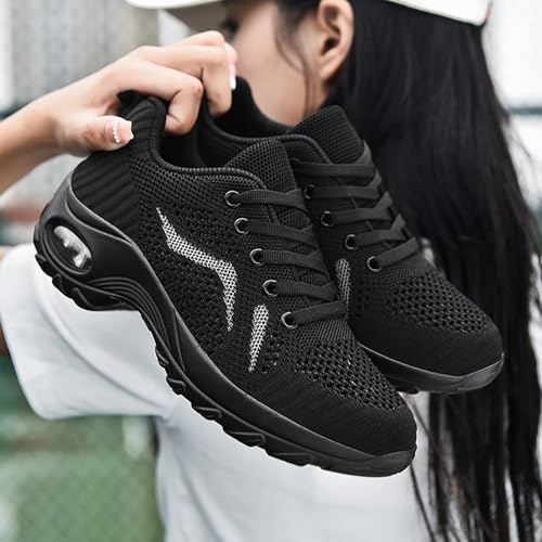 Women's Walking Shoes Arch Support Lace Up Orthopedic Sneakers Air-Cushion Breathable Knitted Mesh Tennis Shoes for Casual Comfort4