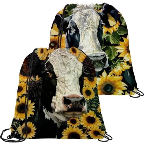 Sac à dos avec cordon de serrage motif tournesols style unique