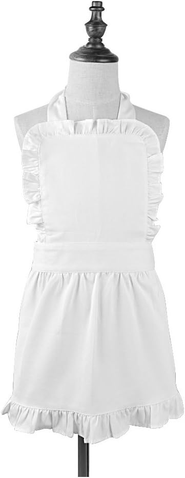Love PotatoPure Cotton White Children Princess Ruffle Cooking Apron for Kids 2-4 Years Old
