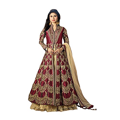 Robe de créateur Anarkali Salwar Kameez marron de qualité premium style 8370