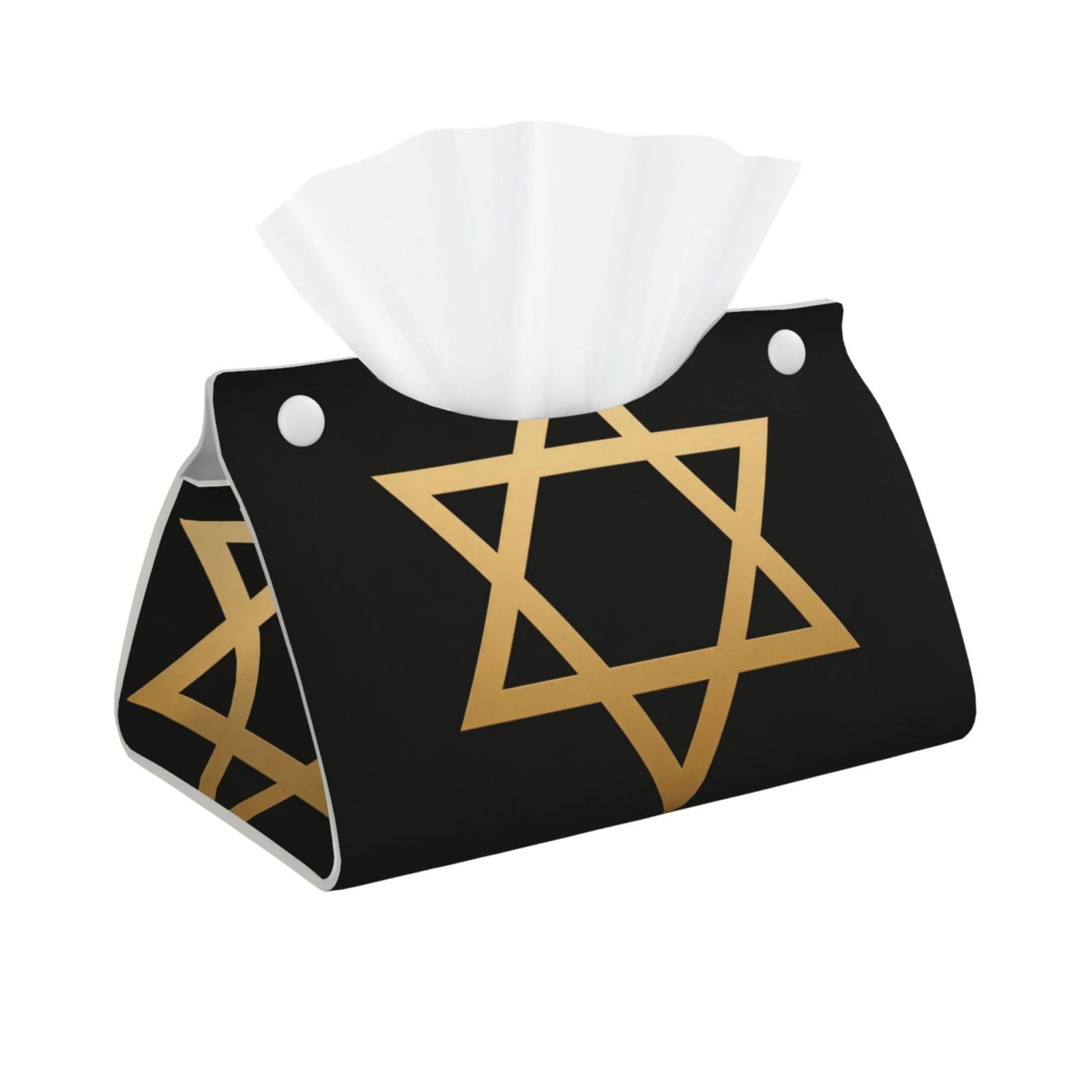 Flat Hexagram Star Long Leather Tissue Box Cover-Waterproof PU Leather Tissue Holder for Bathroom, Decorative Rectangular Tissue Case