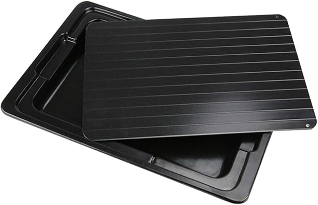 Kitchen Defrosting Tray with Drip Tray Frozen Food Rapid Thawing Tray Meat Defroster Thaw Plate Heating Defrosting Plate Board Black 29. 5x20. 5x2. 5cm.