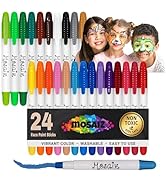 Mosaiz Face Painting Kits for Kids, 24 Colors Water Based Face Paint Kit, Twistable and Washable ...
