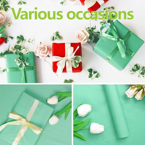 Image of Bobobag 100 Sheets Light Green Tissue Paper, 20 inch x 14 inch Tissue Paper for Gift Bags, Bulk Gift Wrapping Tissue for DIY Crafts, Birthday, Christmas and Holiday Decor
