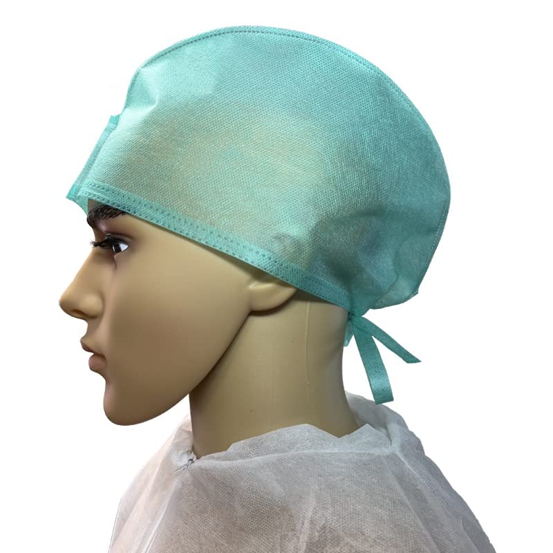 Gorro cirujano con cintas protección desechable médica. Polipropileno verde. Packs 100 uds