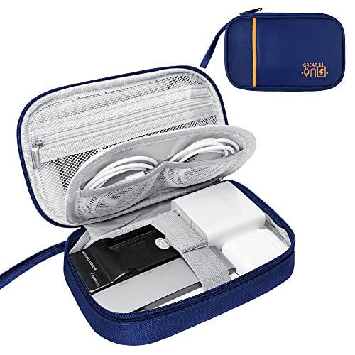 Lcsmaokin Travel Cable Organizer Bag Pouch Electronic Accessories Carry Case Portable Waterproof All-in-One Storage Bag for Cable,Charger, Phone, Hard Drive，SD Card-Navy Blue