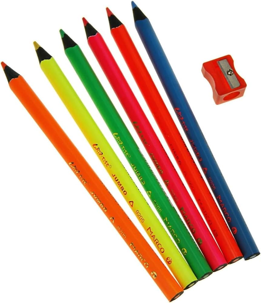 Amazon | 色鉛筆 6色 蛍光 鉛筆 マーク 製図 デザイン イラスト