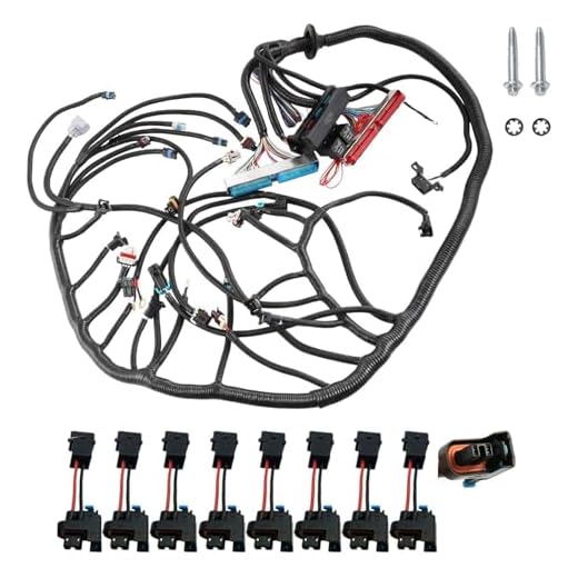 4L60E DBC Engine Wiring Harness LS Engine DBC Standalone Wiring Harness Compatible with 1997-2006 GM DBC LS1 Vortec 4.8L 5.3L 6.0L with 8pcs EV1 to Delphi Adapters，W/4L60E Transmission Drive by Cable