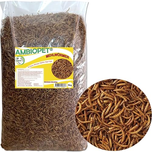 Naturprodukt Ambiopet 5 kg Mehlwürmer getrocknet für Nager Vögel Reptilien Fisch Igel auch Koifutter