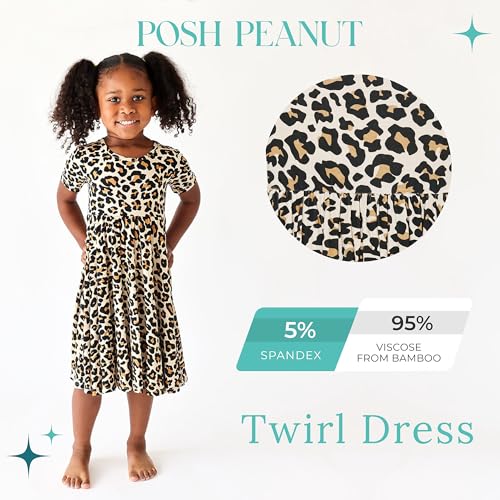 Posh Peanut Lana Leopard - Short Sleeve Basic Twirl Dress - 3-4 Years2