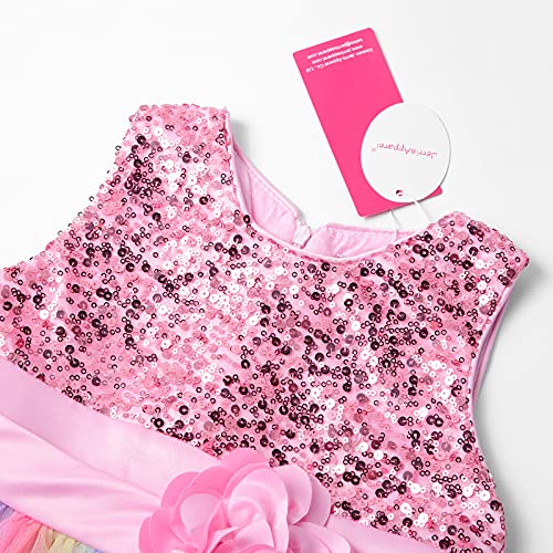 JerrisApparel Flower Girls Sequin Dress Rainbow Tutu Birthday Party Dress Pageant Gown3