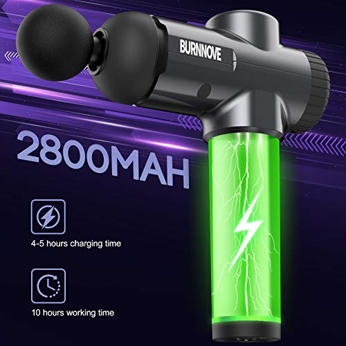 BURNNOVE-Pistola-de-Masaje-Masajeador-Muscular-99-Velocidad-2800mAh-3300PRM-LED-Pantalla-Tactil-Bajo-Ruido-con-8-Cabezas-de-Masaje-y-Bolsa-de-Almacenamiento