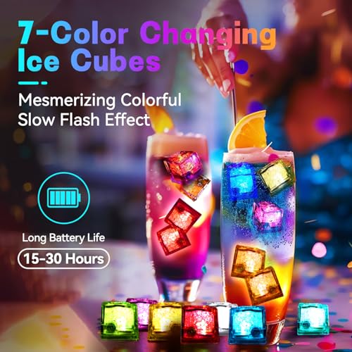 Cubos de hielo LED 48 piezas multicolor miniatura 3