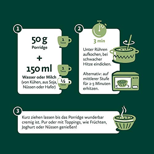 3Bears Porridge fruitproefverpakking, 6 x 400 g, lekkere keuze voor een gezond ontbijt, zonder toevoeging van suiker, in de soorten appel / kaneel, kokos, bananen/motten, cacao, bessen en pittige klassiekers - Afbeelding 7