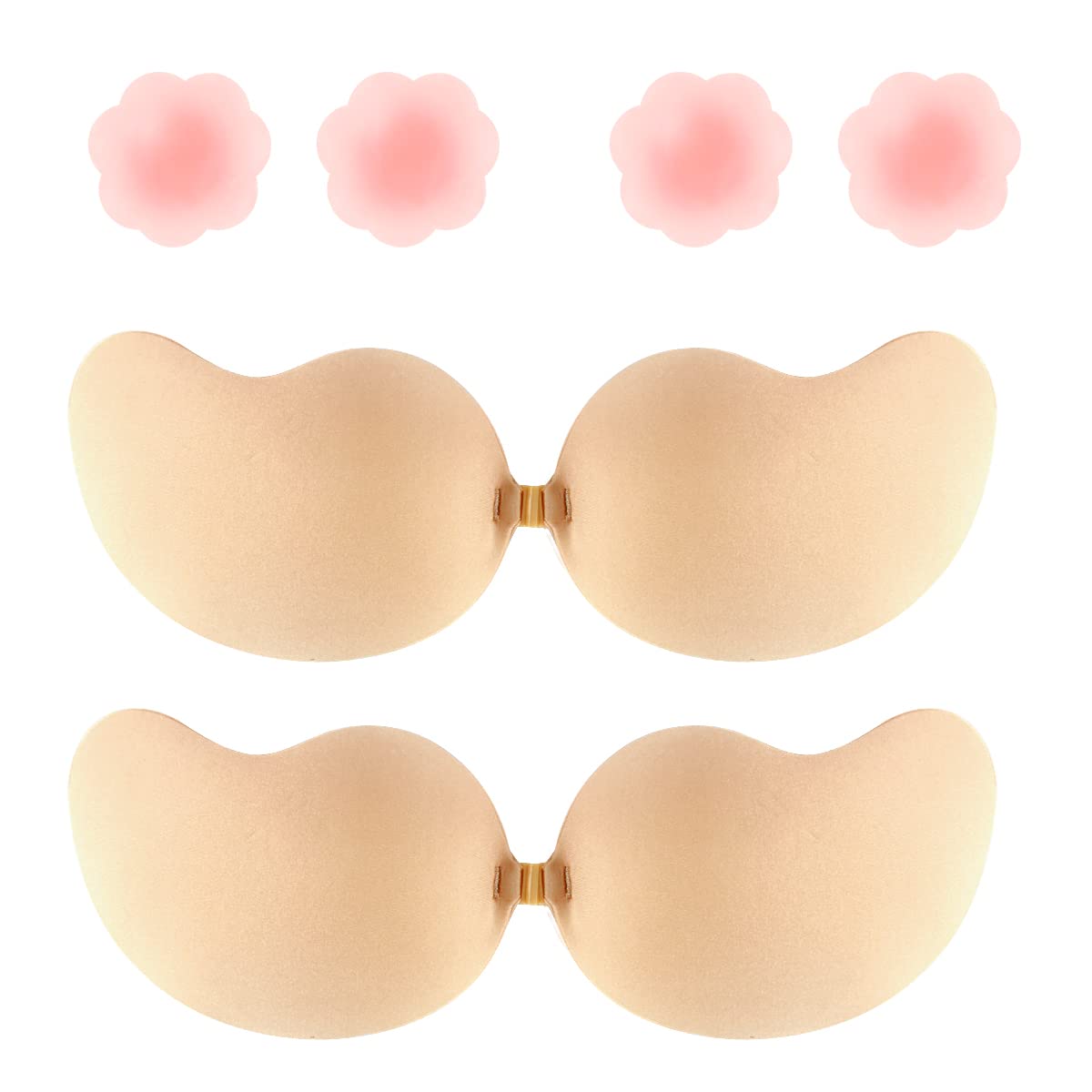 M MUNCASO2 Pack Women Adhesive Bras,Rabbit Ears Invisible Nipple Covers Backless Sticky Bra Breast Lift Up Gel Lifting Breast Bra