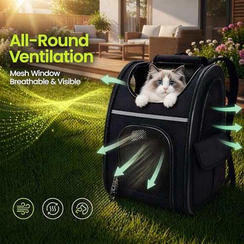 Expandable Cat Backpack Carrier Airline Approved Pet Travel Backpack with Breathable Mesh, Large Space, Safety Leash, Comfortable Padded Straps, Foldable Soft Pet Carrier for Hiking Vet - Image 3